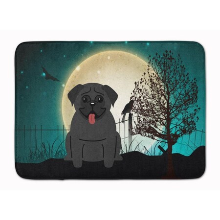 Carolines Treasures Halloween Scary Pug Black Machine Washable Memory Foam Mat BB2196RUG